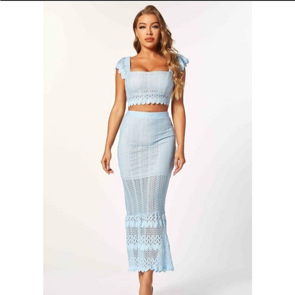Blue Lace Skirt Set - Picture 1 of 7